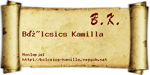 Bölcsics Kamilla névjegykártya